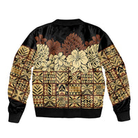 Niue Hiapo Motif Bomber Jacket Tapa Classic - Black Ver LT7 - Polynesian Pride