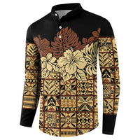 Niue Hiapo Motif Button Sweatshirt Tapa Classic - Black Ver LT7 - Polynesian Pride