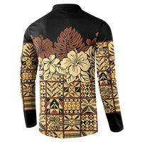 Niue Hiapo Motif Button Sweatshirt Tapa Classic - Black Ver LT7 - Polynesian Pride