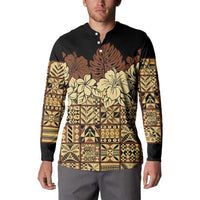 Niue Hiapo Motif Button Sweatshirt Tapa Classic - Black Ver LT7 - Polynesian Pride