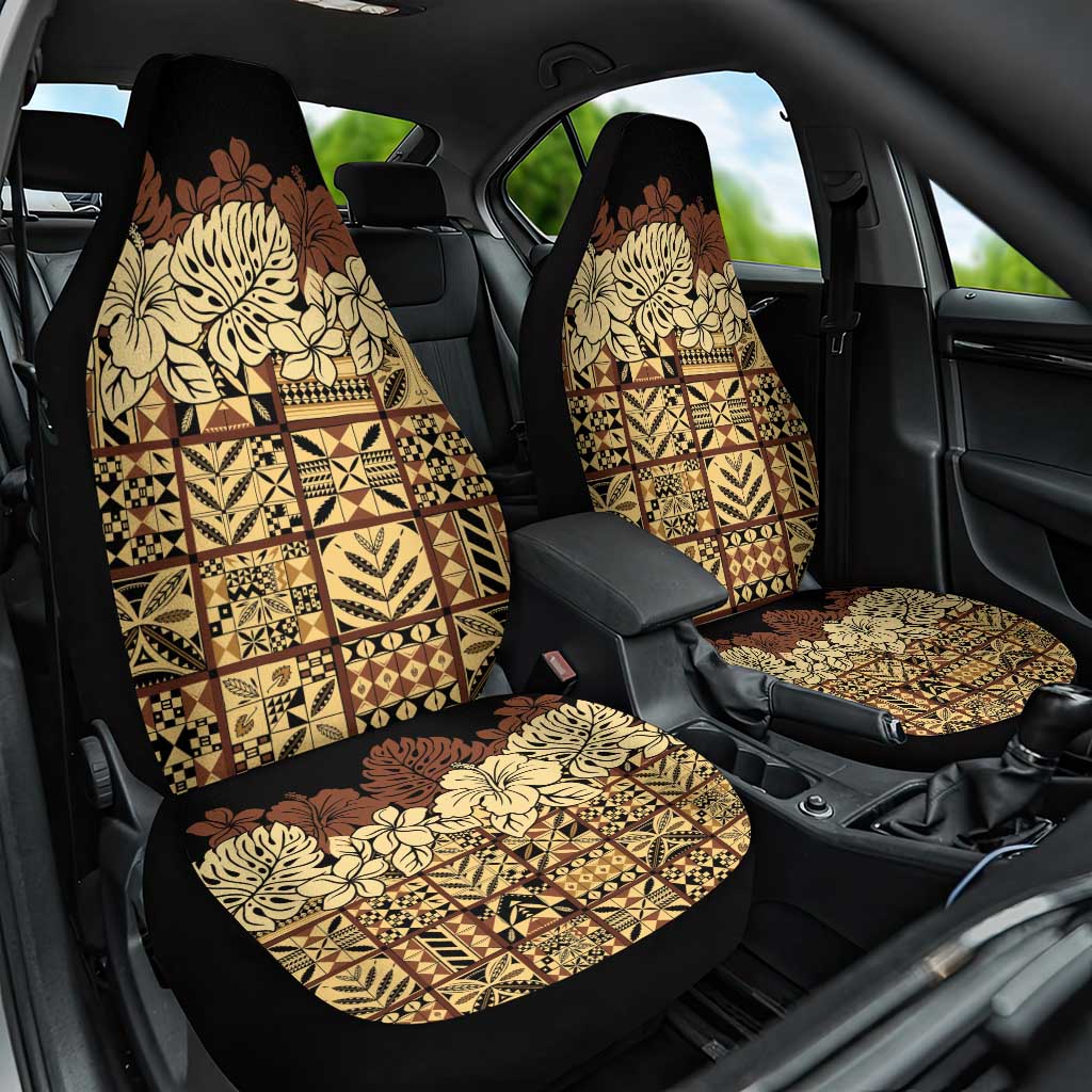Niue Hiapo Motif Car Seat Cover Tapa Classic - Black Ver LT7 One Size Black - Polynesian Pride