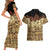 Niue Hiapo Motif Couples Matching Short Sleeve Bodycon Dress and Hawaiian Shirt Tapa Classic - Black Ver