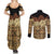 Niue Hiapo Motif Couples Matching Summer Maxi Dress and Long Sleeve Button Shirt Tapa Classic - Black Ver