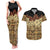 Niue Hiapo Motif Couples Matching Tank Maxi Dress and Hawaiian Shirt Tapa Classic - Black Ver