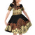 Niue Hiapo Motif Family Matching Off Shoulder Short Dress and Hawaiian Shirt Tapa Classic - Black Ver