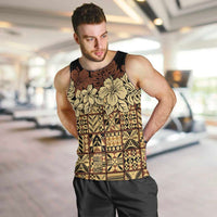 Niue Hiapo Motif Men Tank Top Tapa Classic - Black Ver LT7 Black - Polynesian Pride
