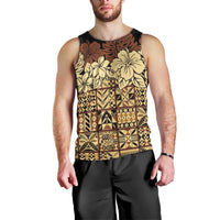 Niue Hiapo Motif Men Tank Top Tapa Classic - Black Ver LT7 - Polynesian Pride