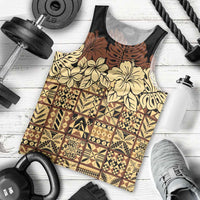 Niue Hiapo Motif Men Tank Top Tapa Classic - Black Ver LT7 - Polynesian Pride