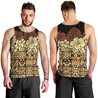 Niue Hiapo Motif Men Tank Top Tapa Classic - Black Ver LT7 - Polynesian Pride