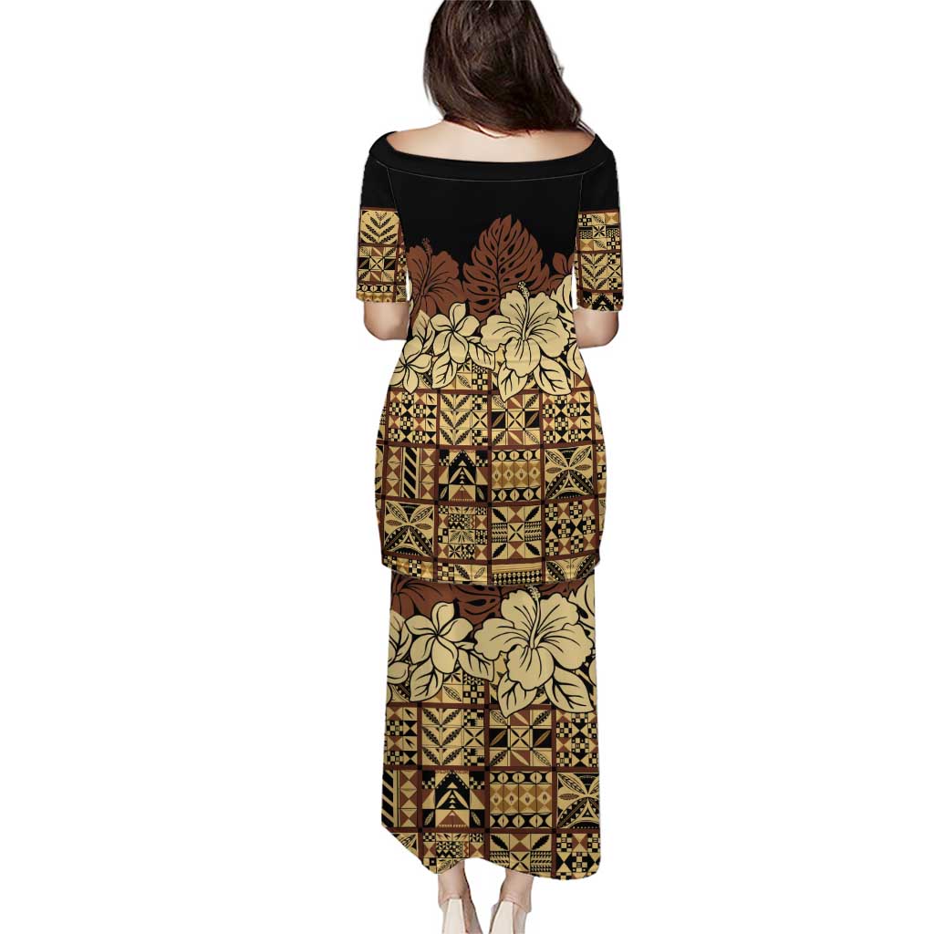 Niue Hiapo Motif Puletasi Tapa Classic - Black Ver LT7 - Polynesian Pride