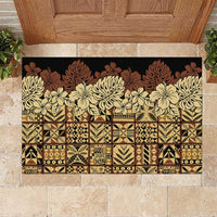 Niue Hiapo Motif Rubber Doormat Tapa Classic - Black Ver LT7 Black - Polynesian Pride