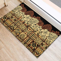 Niue Hiapo Motif Rubber Doormat Tapa Classic - Black Ver LT7 - Polynesian Pride