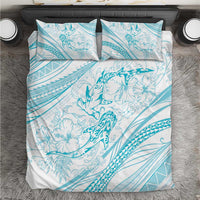 Sharks Couple Dreamy Polynesians Floral Sea Bedding Set Turquoise LT7 Turquoise - Polynesian Pride