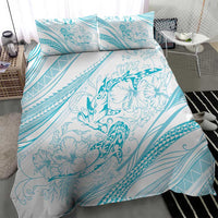 Sharks Couple Dreamy Polynesians Floral Sea Bedding Set Turquoise LT7 - Polynesian Pride