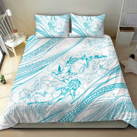 Sharks Couple Dreamy Polynesians Floral Sea Bedding Set Turquoise LT7 - Polynesian Pride