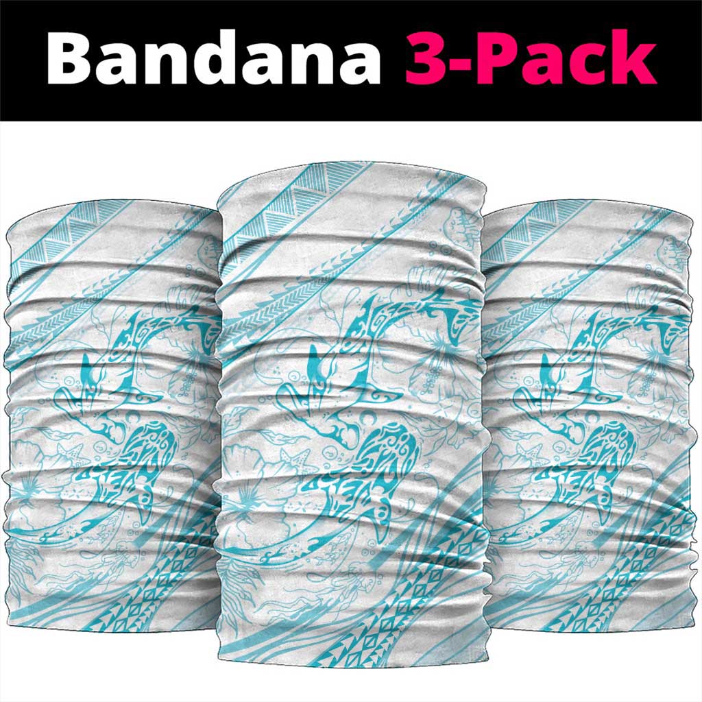 Sharks Couple Dreamy Polynesians Floral Sea Neck Gaiter Turquoise LT7 package One Size: 25*50cm Turquoise - Polynesian Pride