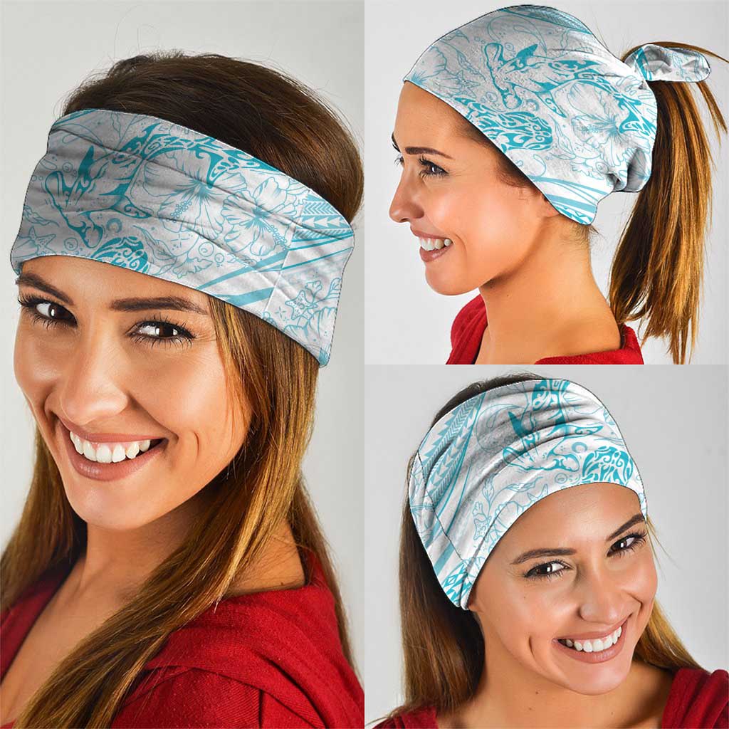 Sharks Couple Dreamy Polynesians Floral Sea Neck Gaiter Turquoise LT7 - Polynesian Pride