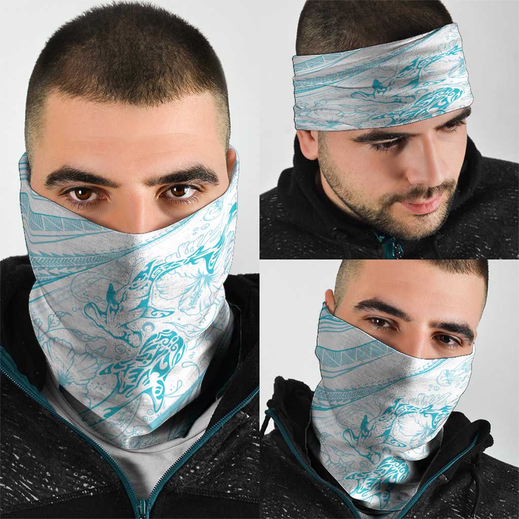 Sharks Couple Dreamy Polynesians Floral Sea Neck Gaiter Turquoise LT7 - Polynesian Pride