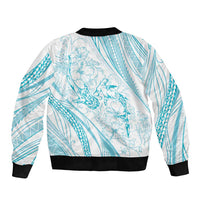Sharks Couple Dreamy Polynesians Floral Sea Sleeve Zip Bomber Jacket Turquoise LT7 - Polynesian Pride