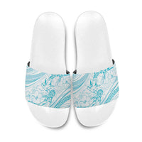 Sharks Couple Dreamy Polynesians Floral Sea Slide Sandals Turquoise LT7 Turquoise - Polynesian Pride