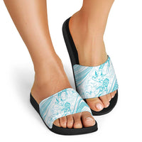 Sharks Couple Dreamy Polynesians Floral Sea Slide Sandals Turquoise LT7 - Polynesian Pride