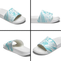 Sharks Couple Dreamy Polynesians Floral Sea Slide Sandals Turquoise LT7 - Polynesian Pride