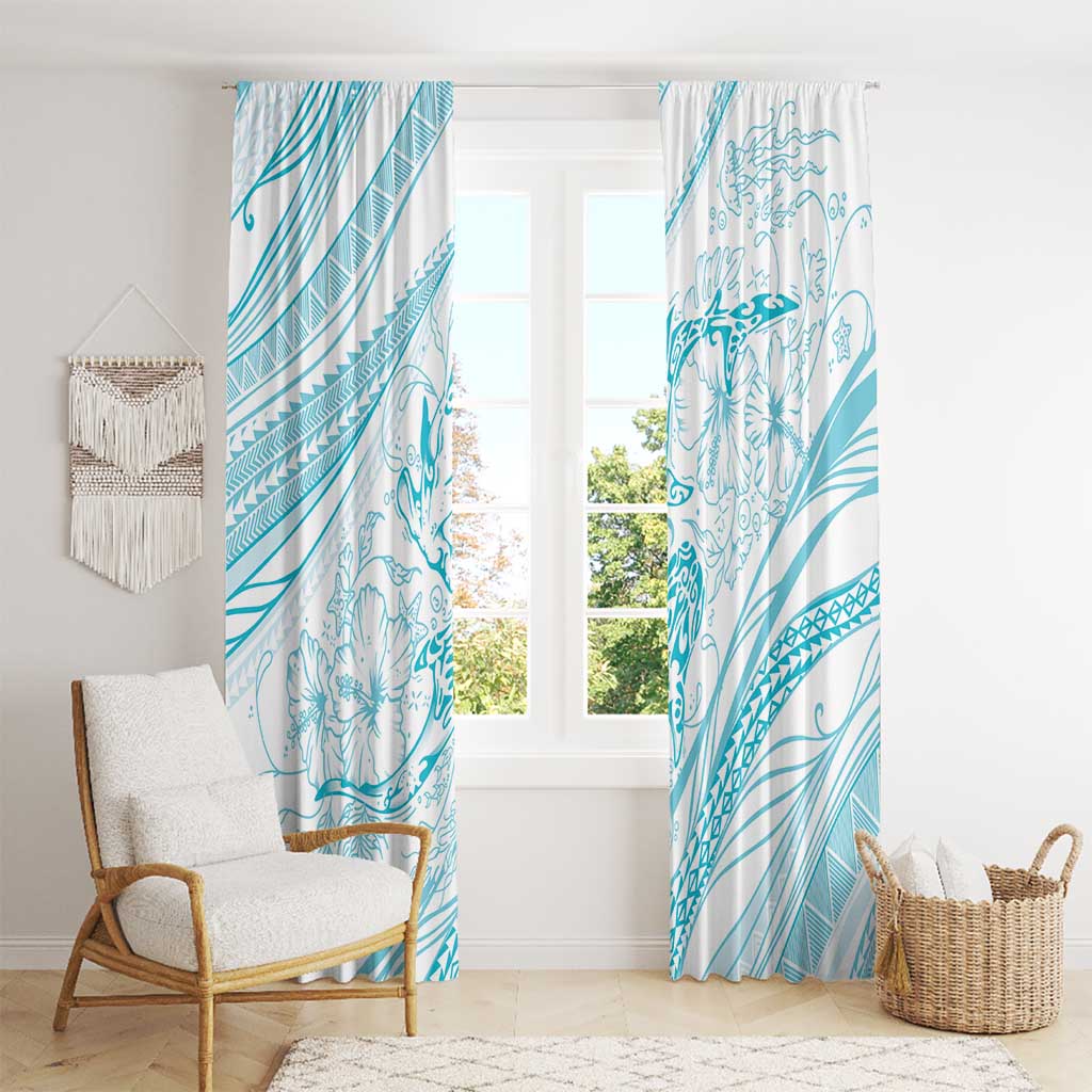 Sharks Couple Dreamy Polynesians Floral Sea Window Curtain Turquoise LT7 - Polynesian Pride