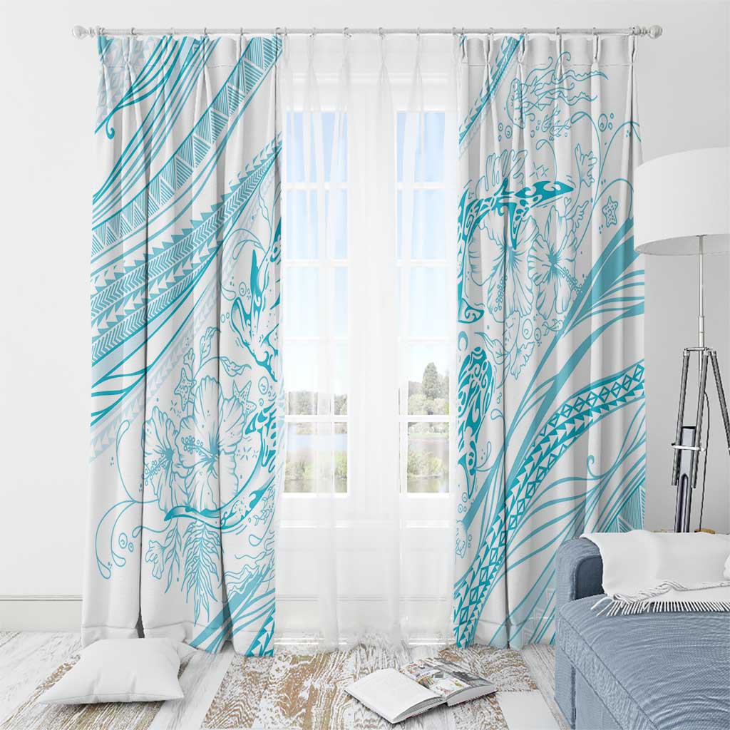 Sharks Couple Dreamy Polynesians Floral Sea Window Curtain Turquoise LT7 - Polynesian Pride