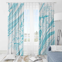 Sharks Couple Dreamy Polynesians Floral Sea Window Curtain Turquoise LT7 - Polynesian Pride