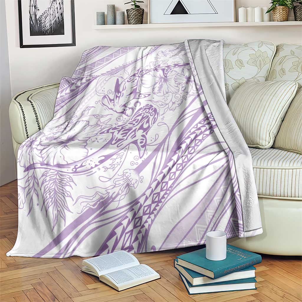 Sharks Couple Dreamy Polynesians Floral Sea Blanket Lilac LT7 Lilac - Polynesian Pride