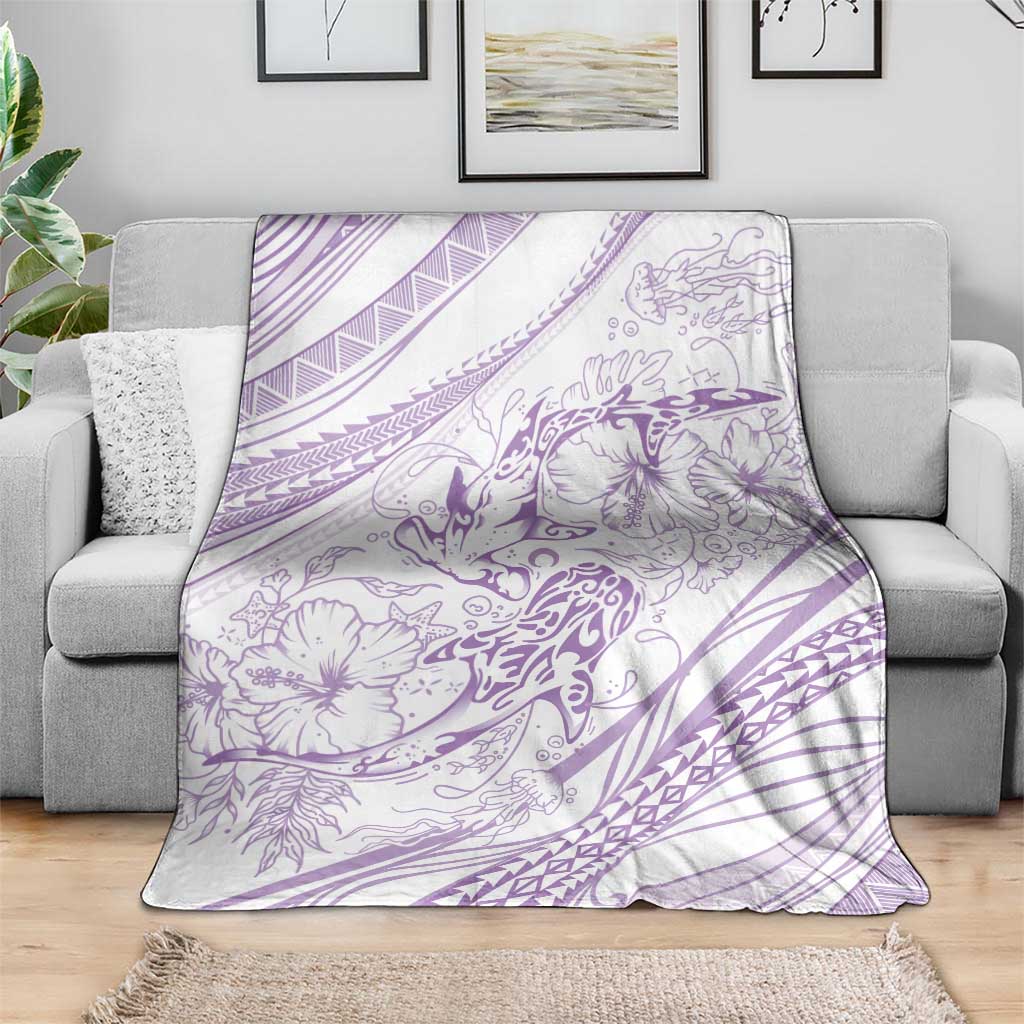 Sharks Couple Dreamy Polynesians Floral Sea Blanket Lilac LT7 - Polynesian Pride