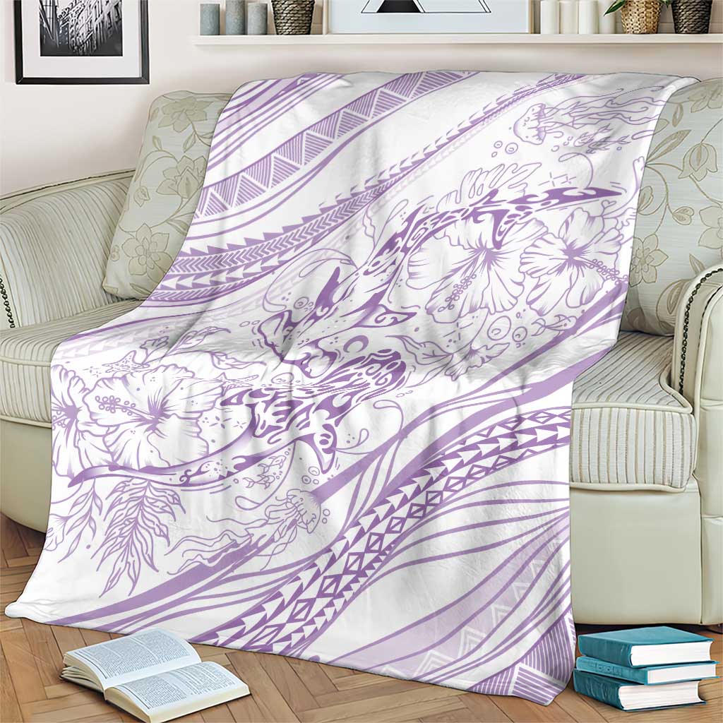 Sharks Couple Dreamy Polynesians Floral Sea Blanket Lilac LT7 - Polynesian Pride