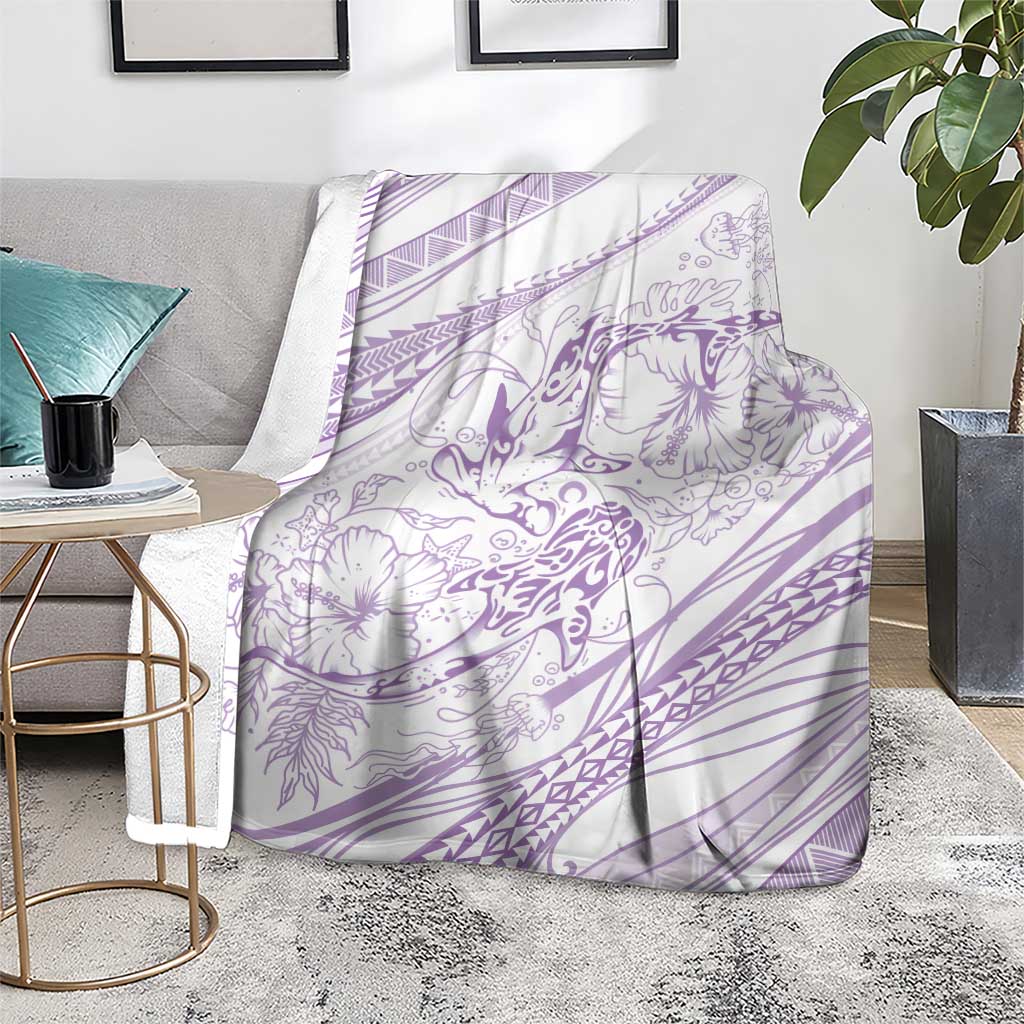 Sharks Couple Dreamy Polynesians Floral Sea Blanket Lilac LT7 - Polynesian Pride
