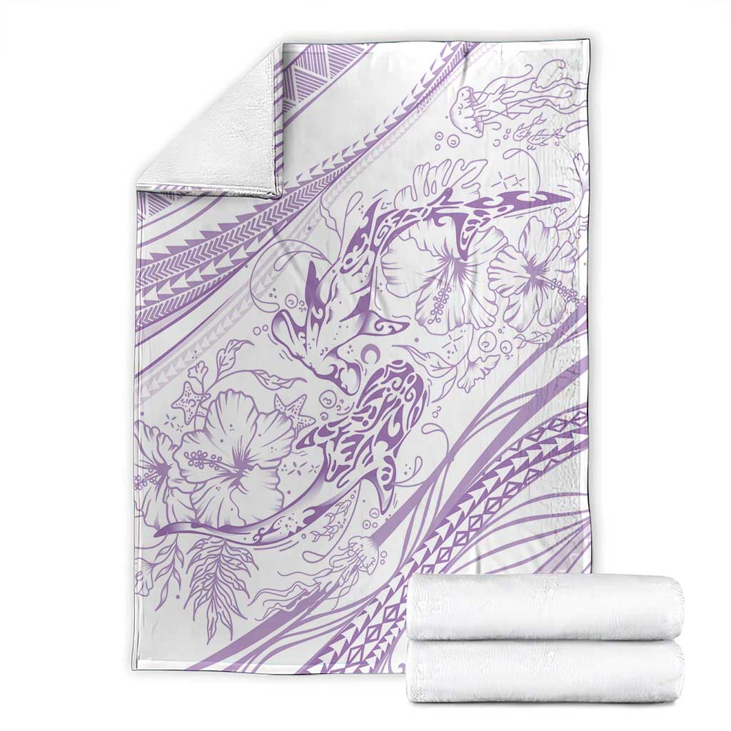 Sharks Couple Dreamy Polynesians Floral Sea Blanket Lilac LT7 - Polynesian Pride