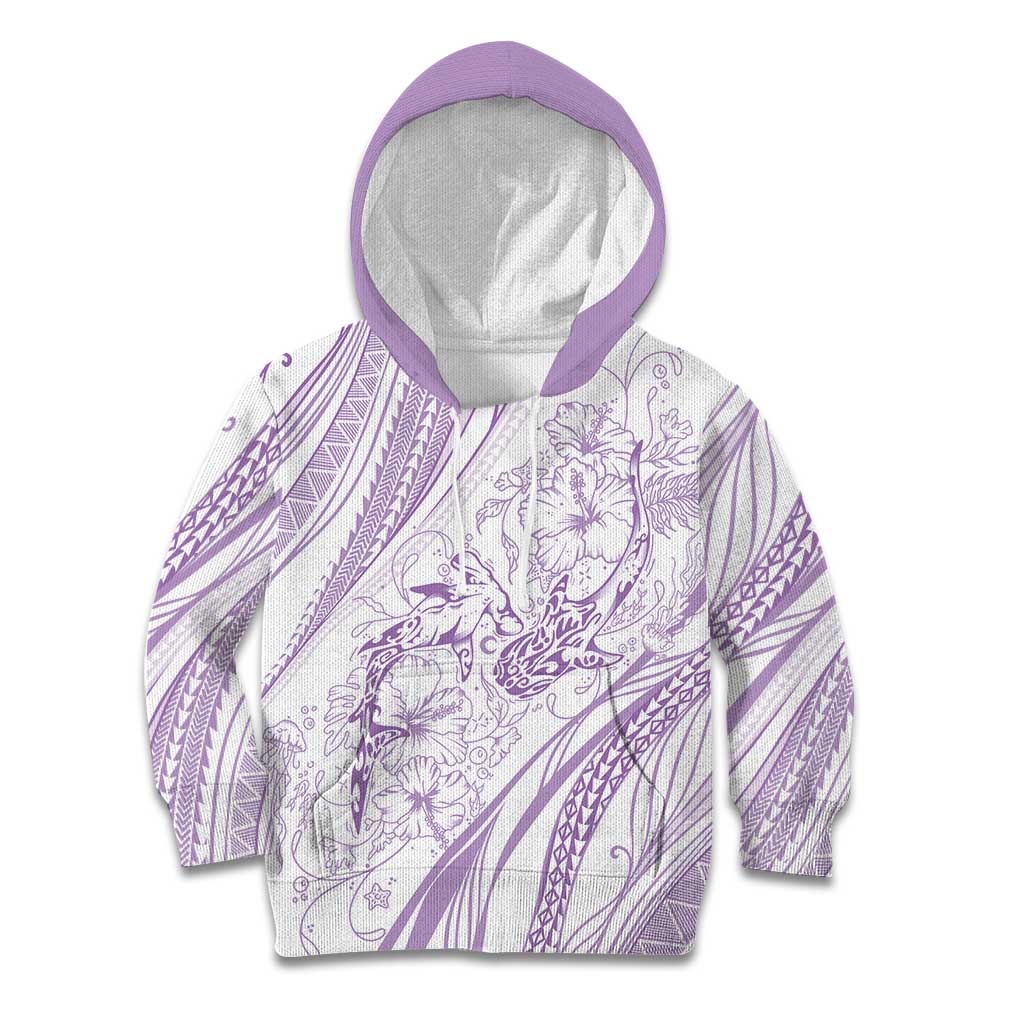 Sharks Couple Dreamy Polynesians Floral Sea Kid Hoodie Lilac LT7 Hoodie Lilac - Polynesian Pride