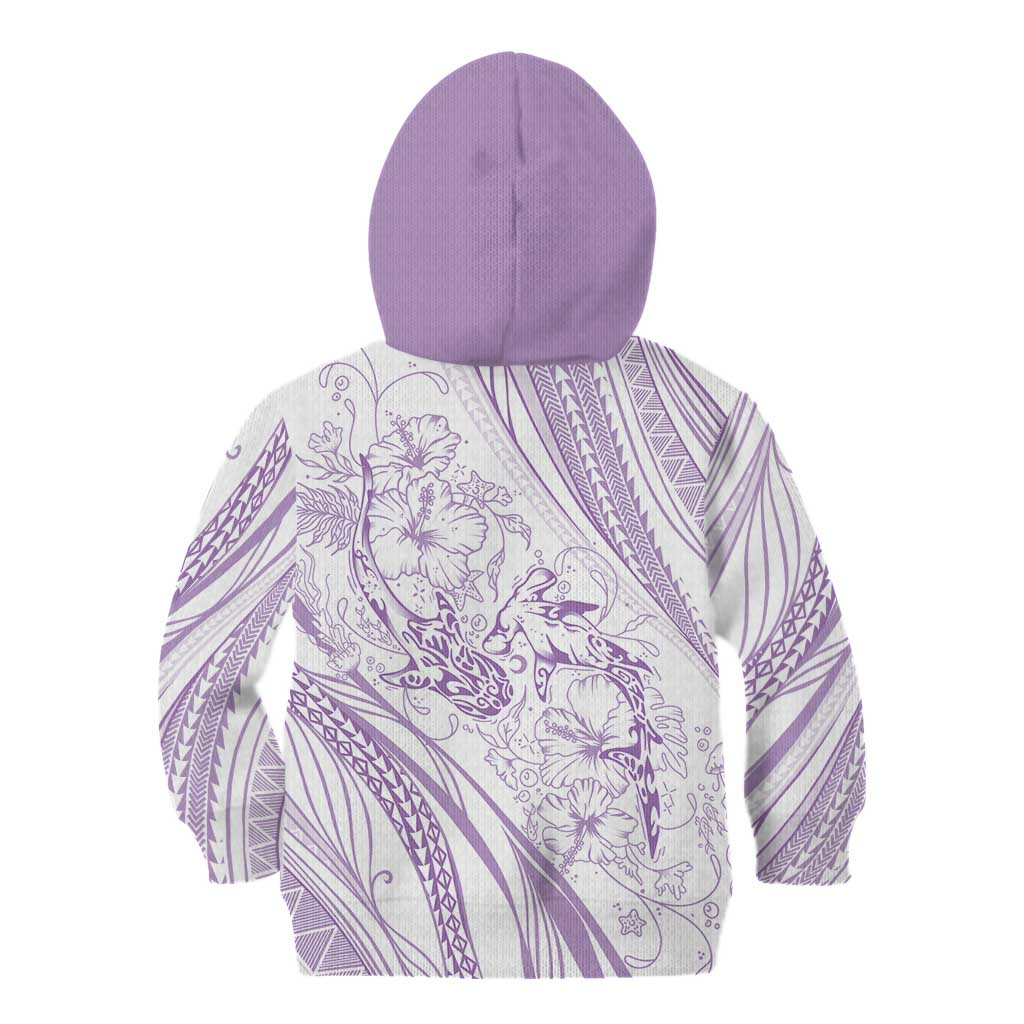 Sharks Couple Dreamy Polynesians Floral Sea Kid Hoodie Lilac LT7 - Polynesian Pride