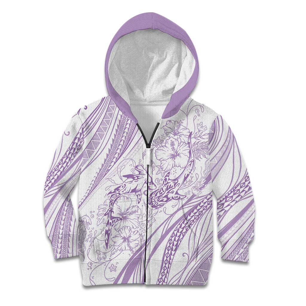 Sharks Couple Dreamy Polynesians Floral Sea Kid Hoodie Lilac LT7 Zip Hoodie Lilac - Polynesian Pride