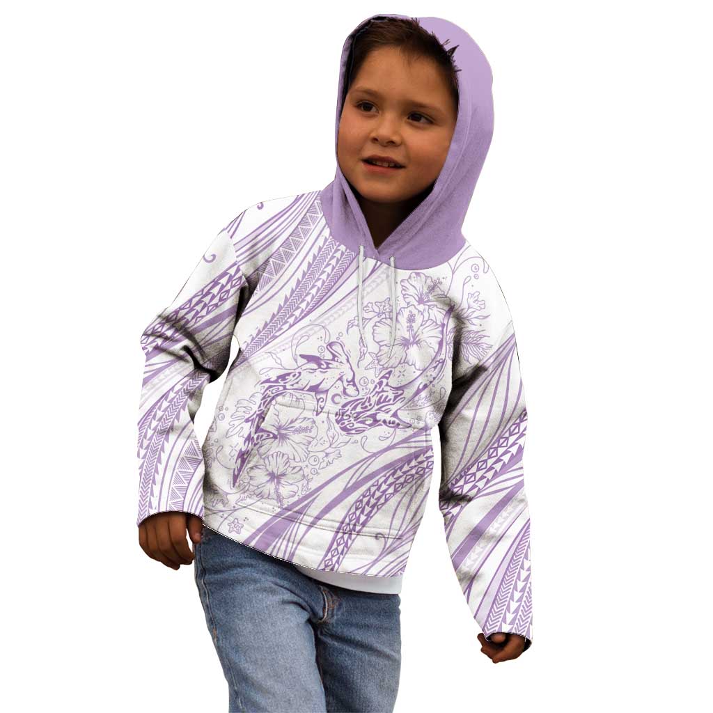 Sharks Couple Dreamy Polynesians Floral Sea Kid Hoodie Lilac LT7 - Polynesian Pride