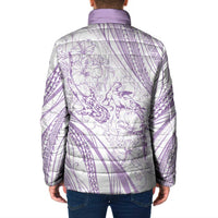 Sharks Couple Dreamy Polynesians Floral Sea Padded Jacket Lilac LT7 - Polynesian Pride