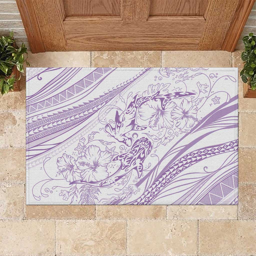 Sharks Couple Dreamy Polynesians Floral Sea Rubber Doormat Lilac LT7 Lilac - Polynesian Pride