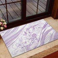 Sharks Couple Dreamy Polynesians Floral Sea Rubber Doormat Lilac LT7 - Polynesian Pride