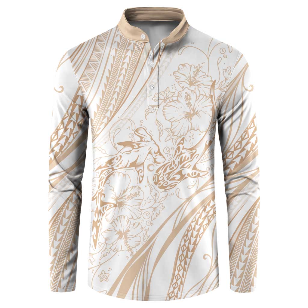 Sharks Couple Dreamy Polynesians Floral Sea Button Sweatshirt Hazel LT7 Hazel - Polynesian Pride