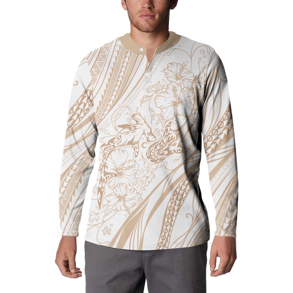 Sharks Couple Dreamy Polynesians Floral Sea Button Sweatshirt Hazel LT7 - Polynesian Pride