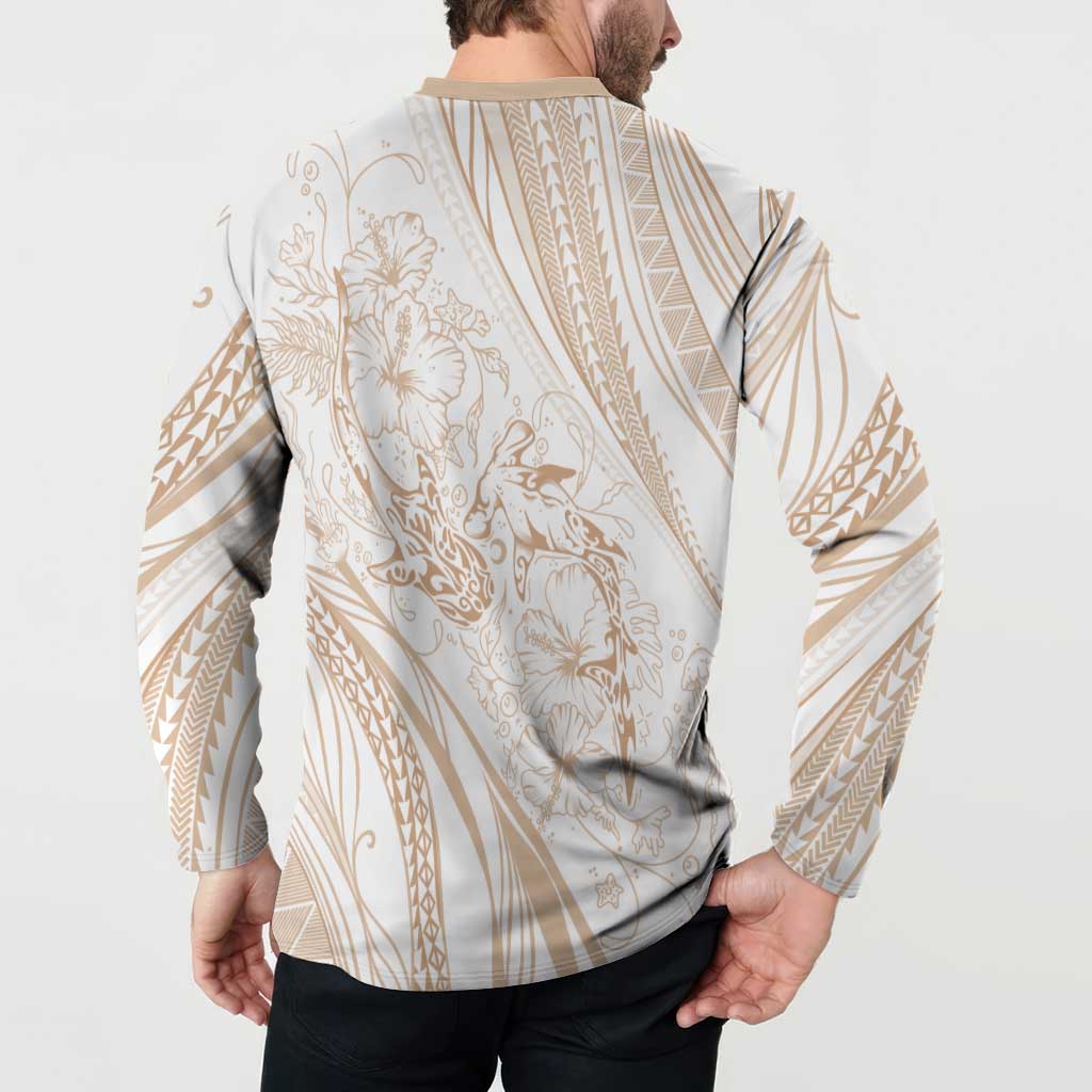 Sharks Couple Dreamy Polynesians Floral Sea Button Sweatshirt Hazel LT7 - Polynesian Pride