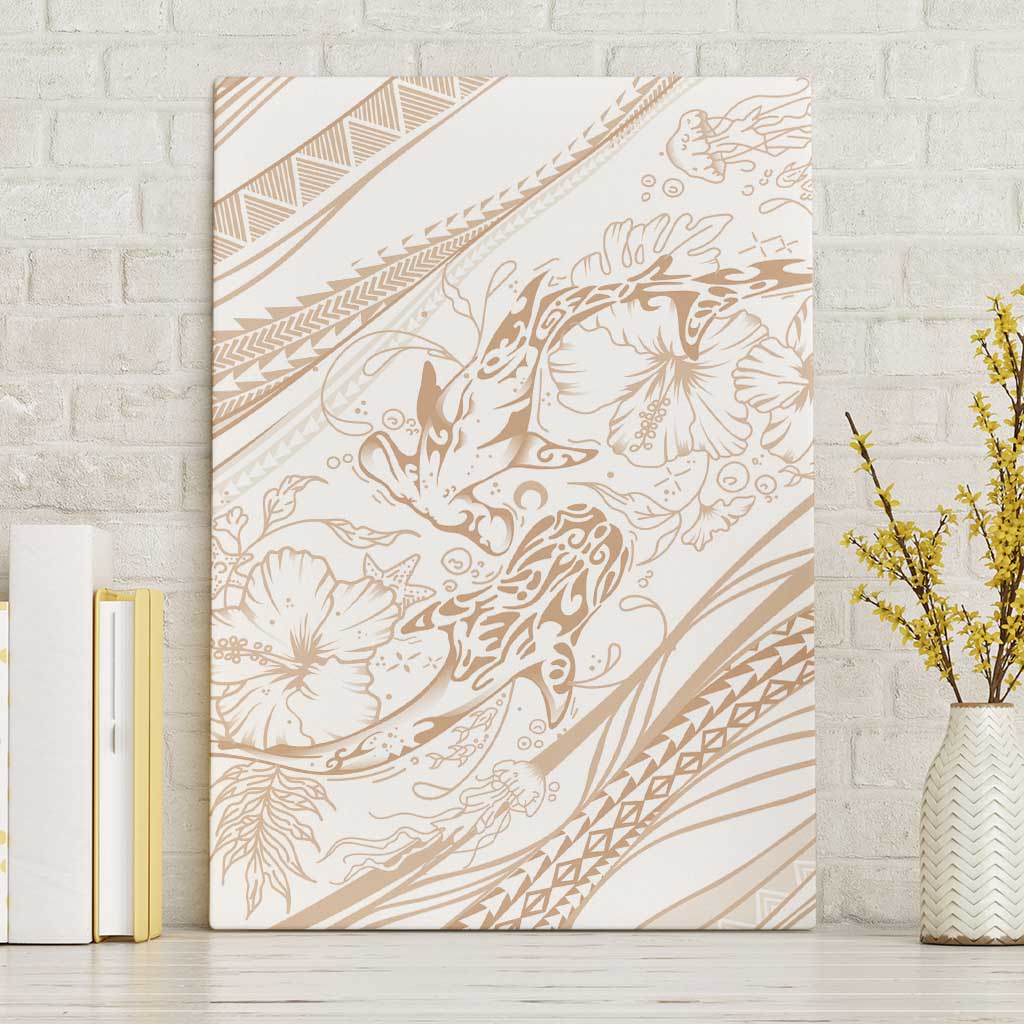 Sharks Couple Dreamy Polynesians Floral Sea Canvas Wall Art Hazel LT7 Without Frame Hazel - Polynesian Pride