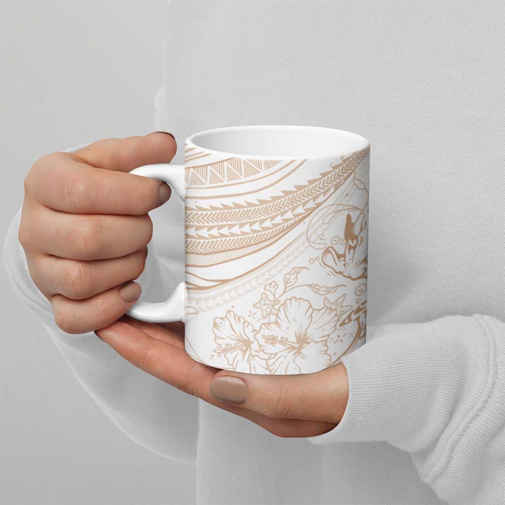 Sharks Couple Dreamy Polynesians Floral Sea Ceramic Mug Hazel LT7 - Polynesian Pride