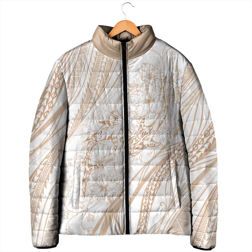 Sharks Couple Dreamy Polynesians Floral Sea Padded Jacket Hazel LT7 - Polynesian Pride