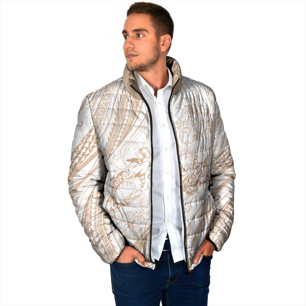 Sharks Couple Dreamy Polynesians Floral Sea Padded Jacket Hazel LT7 - Polynesian Pride