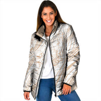 Sharks Couple Dreamy Polynesians Floral Sea Padded Jacket Hazel LT7 Women Hazel - Polynesian Pride