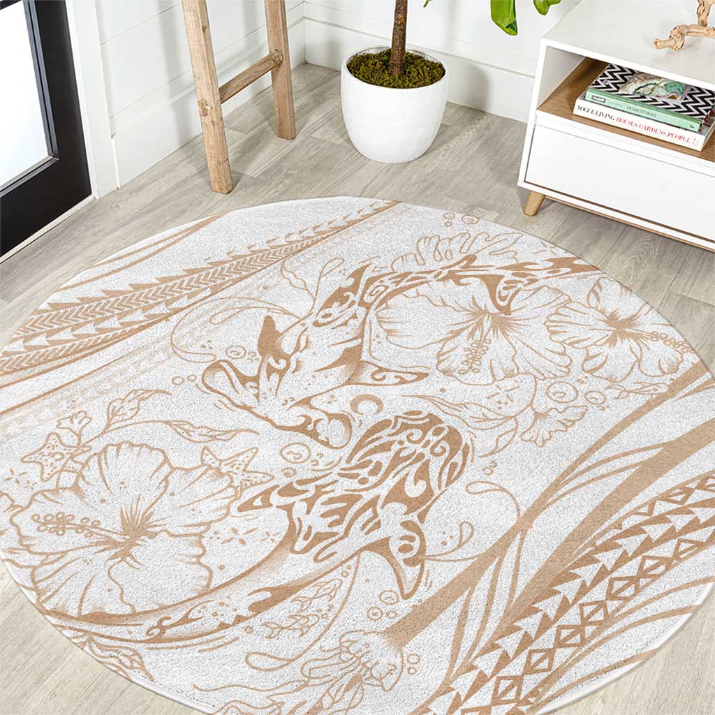Sharks Couple Dreamy Polynesians Floral Sea Round Carpet Hazel LT7 Hazel - Polynesian Pride
